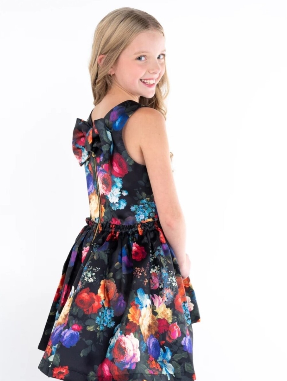 Zoe Ltd Girls Floral Party Dress Mini Dress With Detachable Ribbon Size 12
